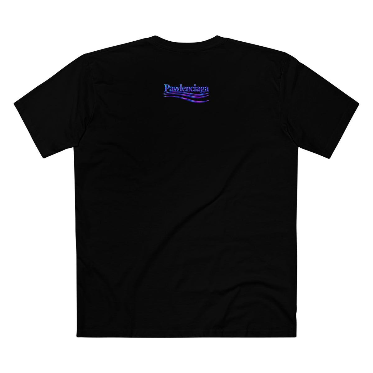 Pawlenciaga Crystal Empire Cat Graphic Black T-Shirt, back view