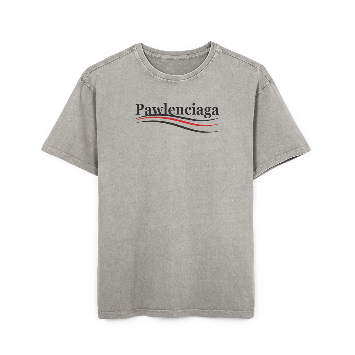 Pawlenciaga Logo Acid Washed Men's Oversized T-Shirt in asphalt, back view