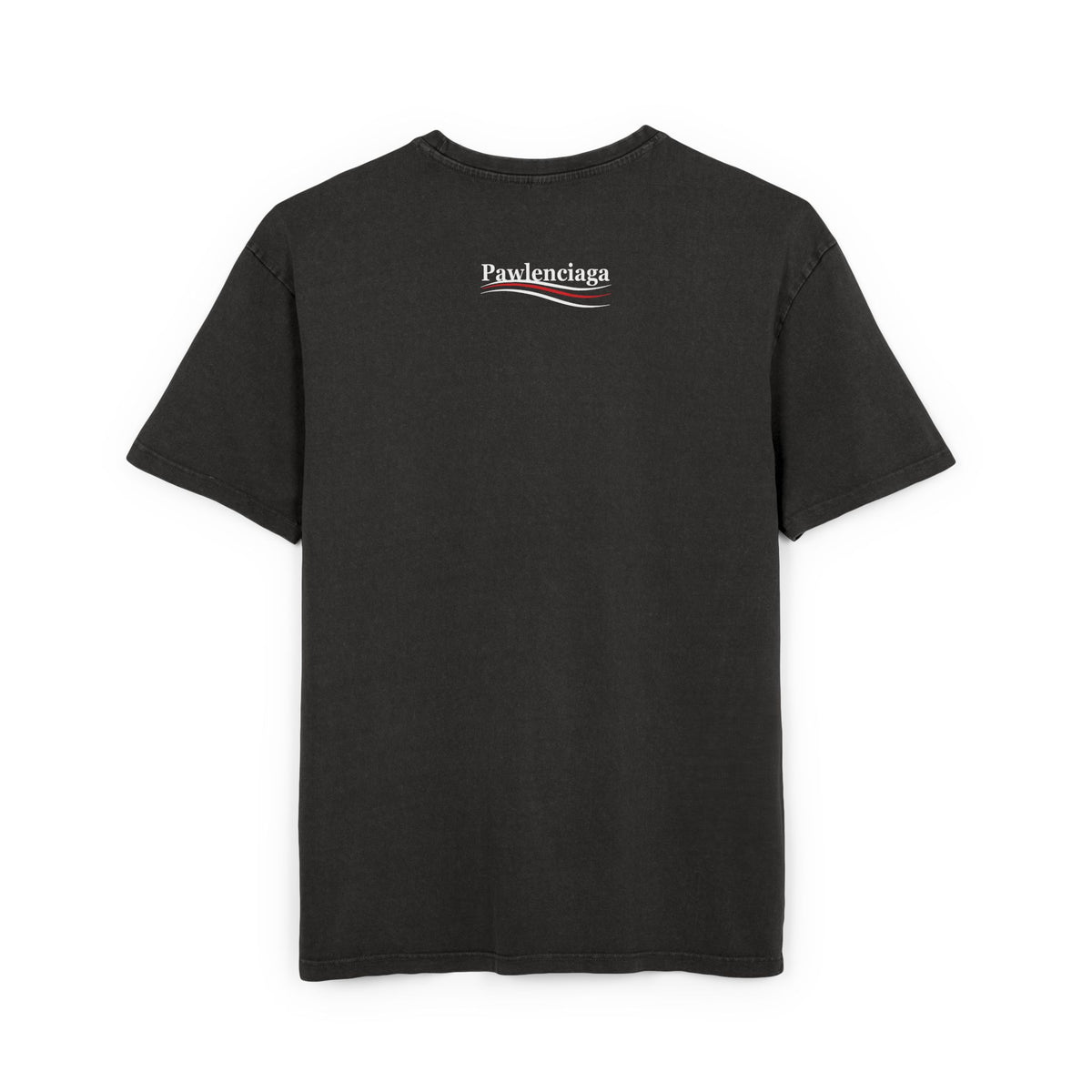 Pawlenciaga Logo Acid Washed Men's Oversized T-Shirt in black, back view