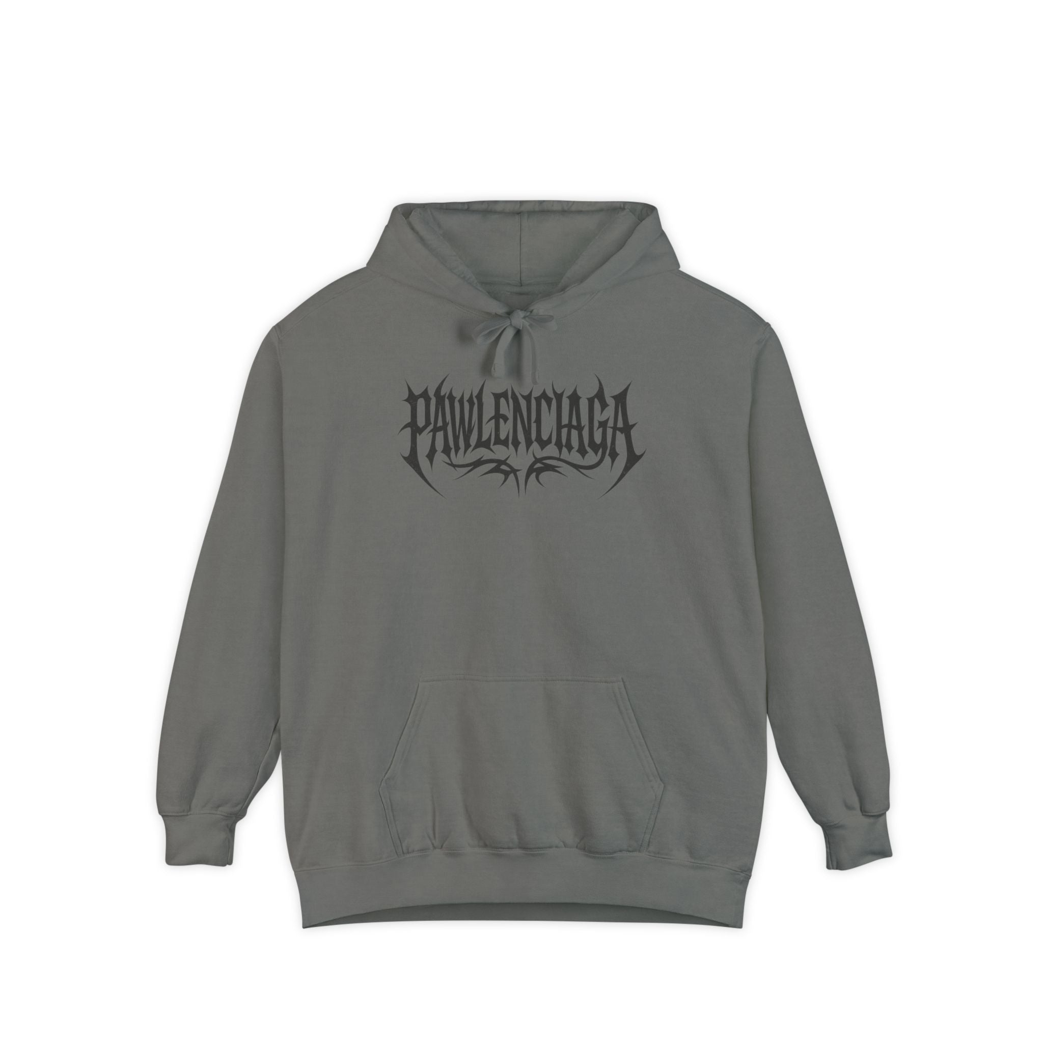 Pawlenciaga The Power of Paw Cat Graphic Hoodie in grey, front view