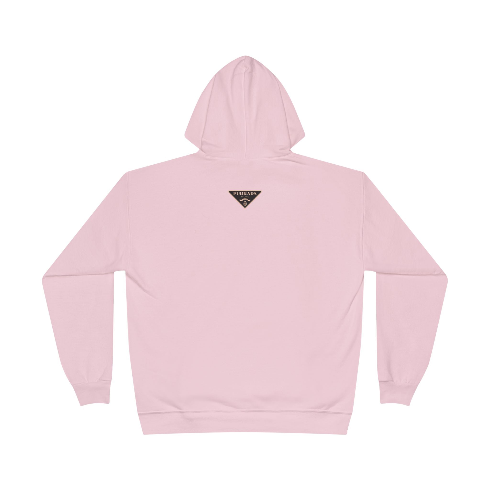 Purrada Noir Bag Cat Graphic Hoodie in pale pink, back view