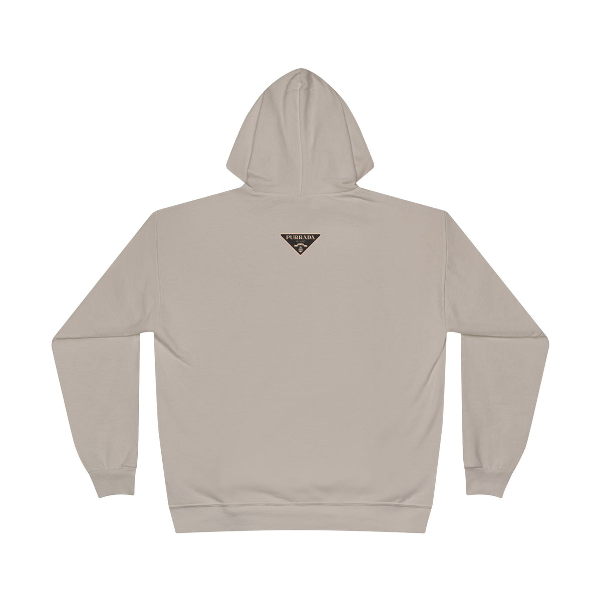 Purrada Noir Bag Cat Graphic Hoodie in sand, back view