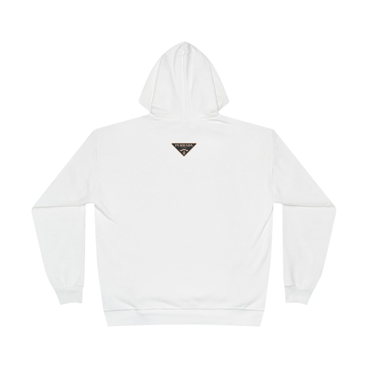 Purrada Noir Bag Cat Graphic Hoodie in white, back view