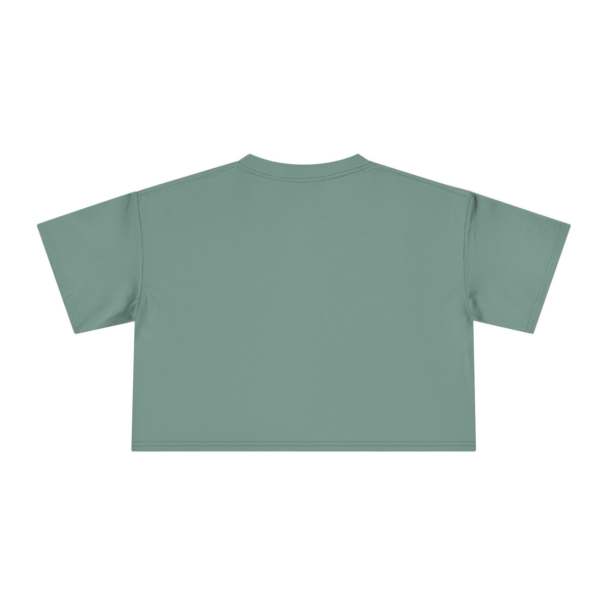 Purrada Noir Bag Cat Graphic Women's Crop Tee in sage, back view