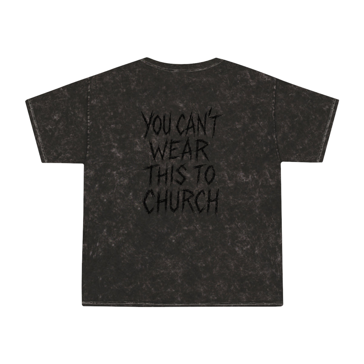 Purrada This Ain't Churchwear Cat Graphic Mineral Wash T-Shirt in mineral black, front view