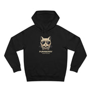 Purrberry Bowtie Icon Cat Graphic Hoodie in black, front view