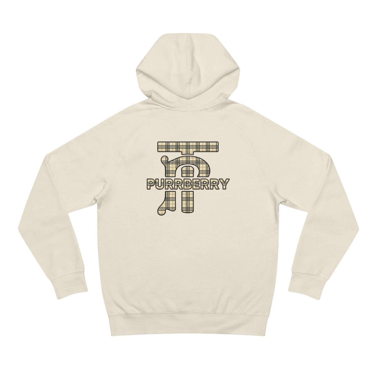 Purrberry Bowtie Icon Cat Graphic Hoodie in ecru, back view