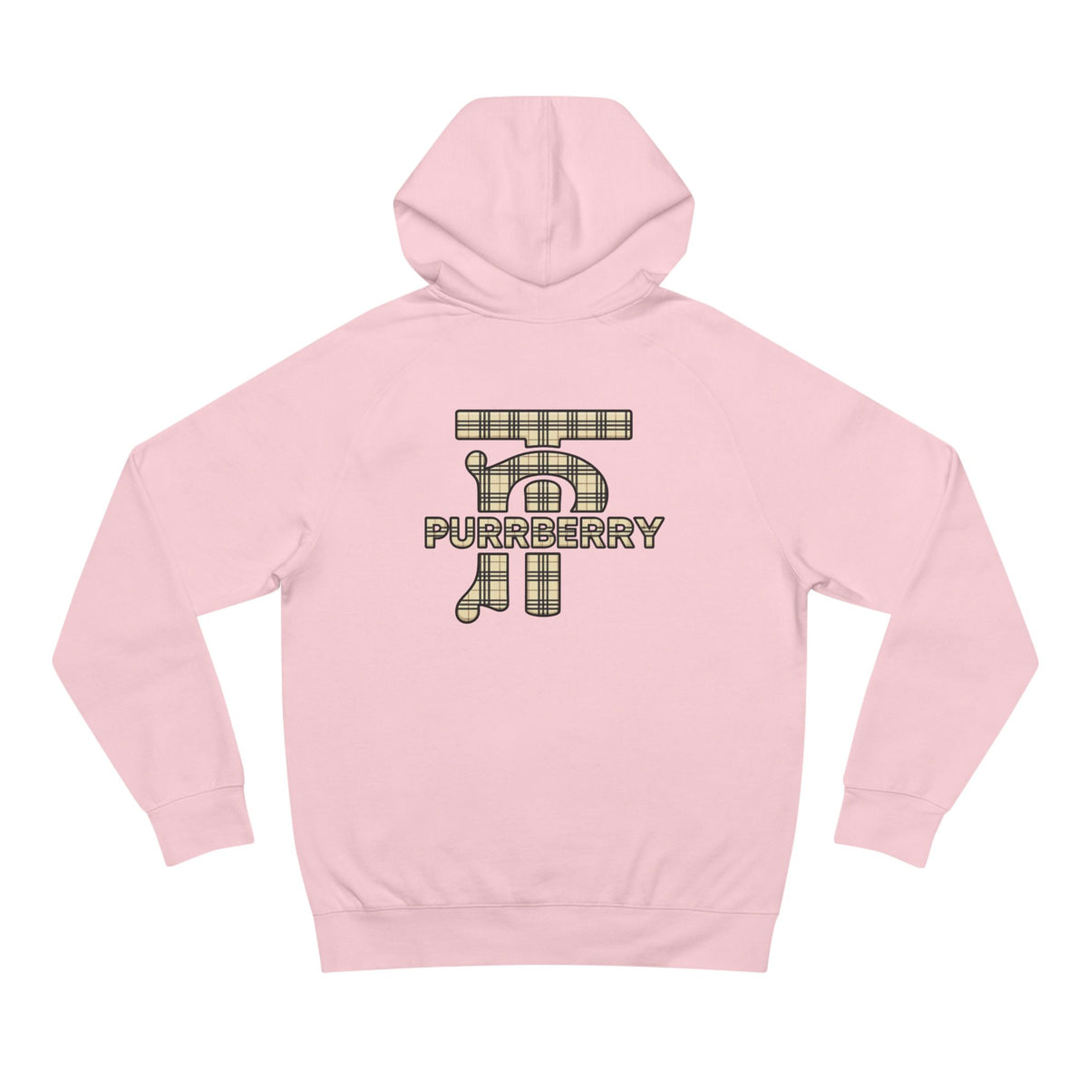 Purrberry Bowtie Icon Cat Graphic Hoodie in pink, back view