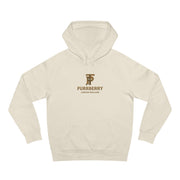 Purrberry Chest Logo Steampunk Couture Cat Graphic Hoodie in ecru, front view
