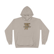 Purrberry Chest Sketch Logo Back Cat Graphic Hoodie in sand, front view
