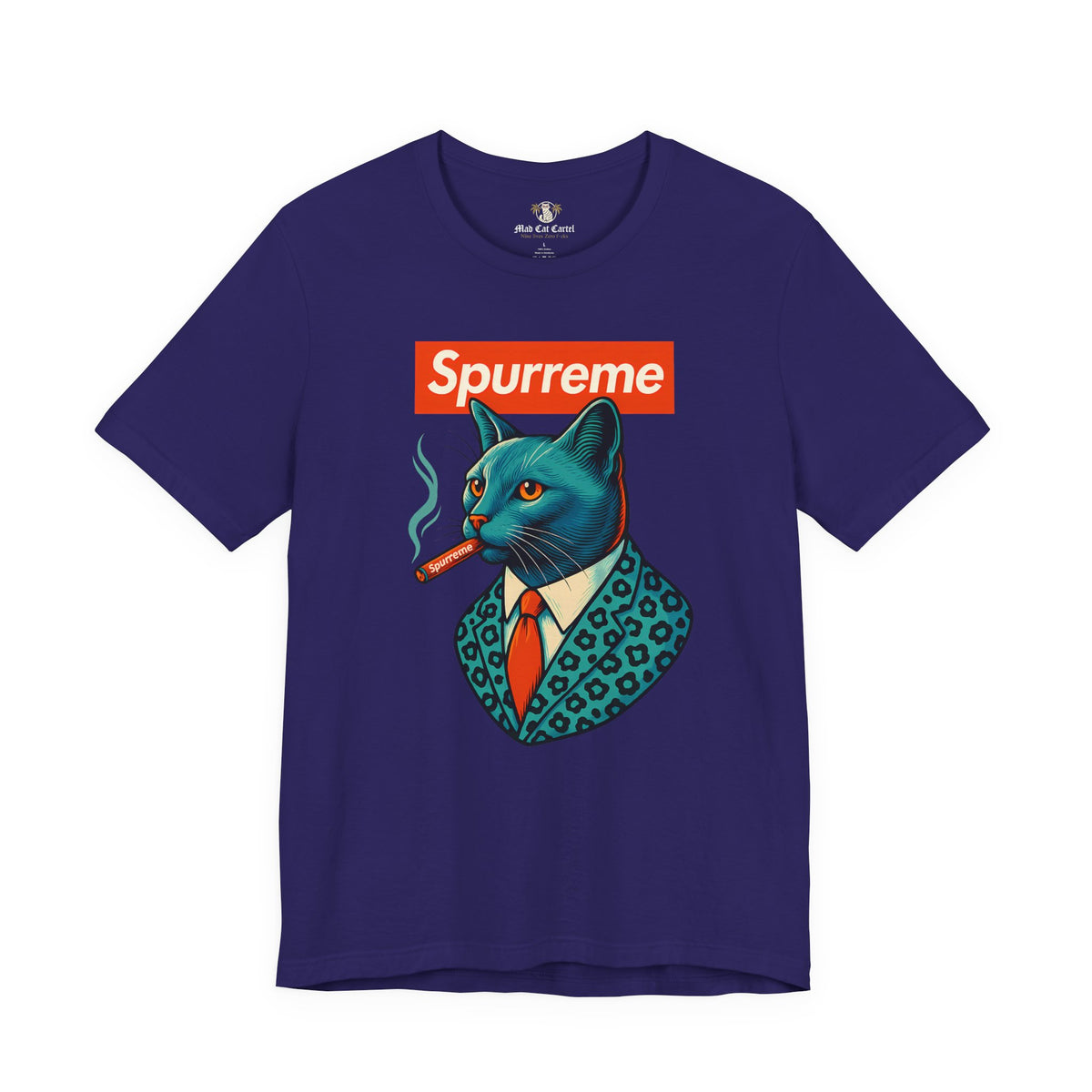 Spurreme Ambassador Cat Graphic T-Shirt in team navy, front view