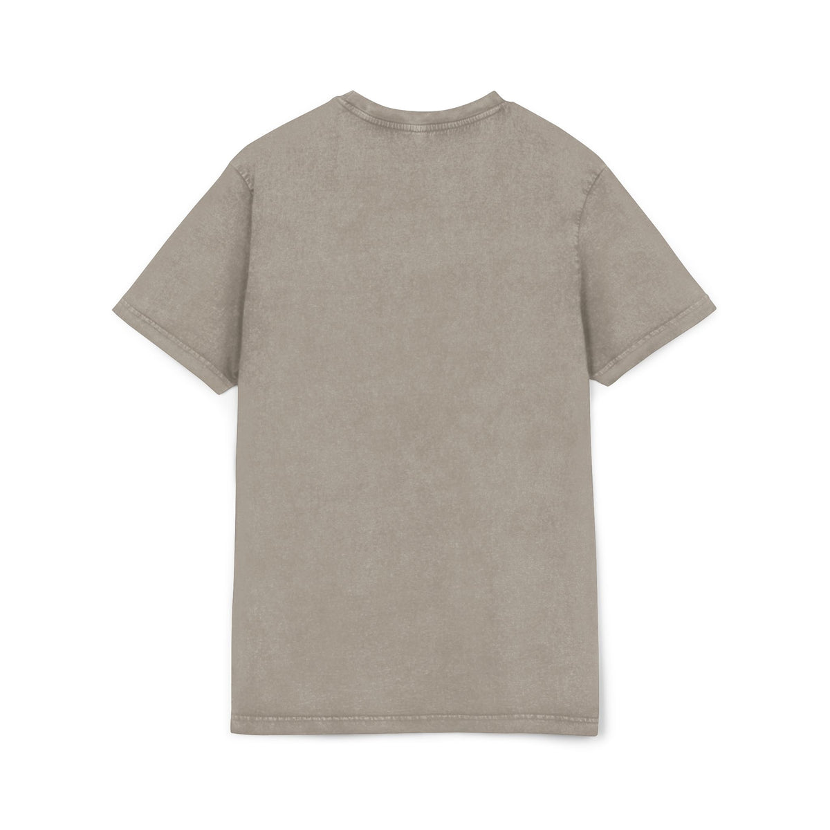 Spurreme Angry Fluffy Loaf Kitty Sketch Graphic Acid Washed T-Shirt in dark khaki, back view