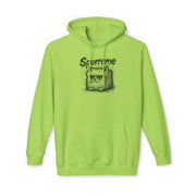Spurreme Angry Fluffy Loaf Kitty Sketch Graphic Hoodie in lime green, front view