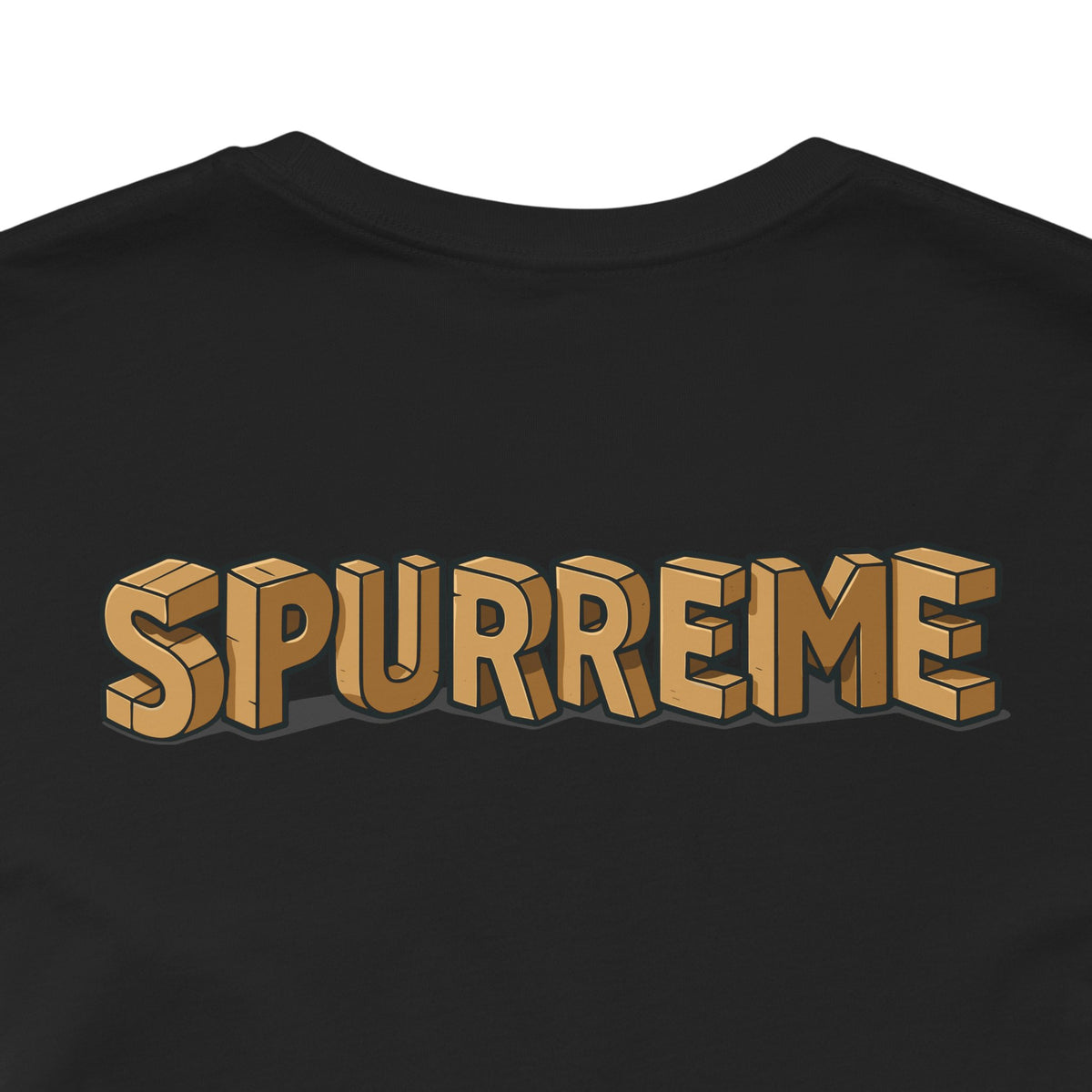 Spurreme Box Addict Cat Graphic T-Shirt in black, close-up of the back print
