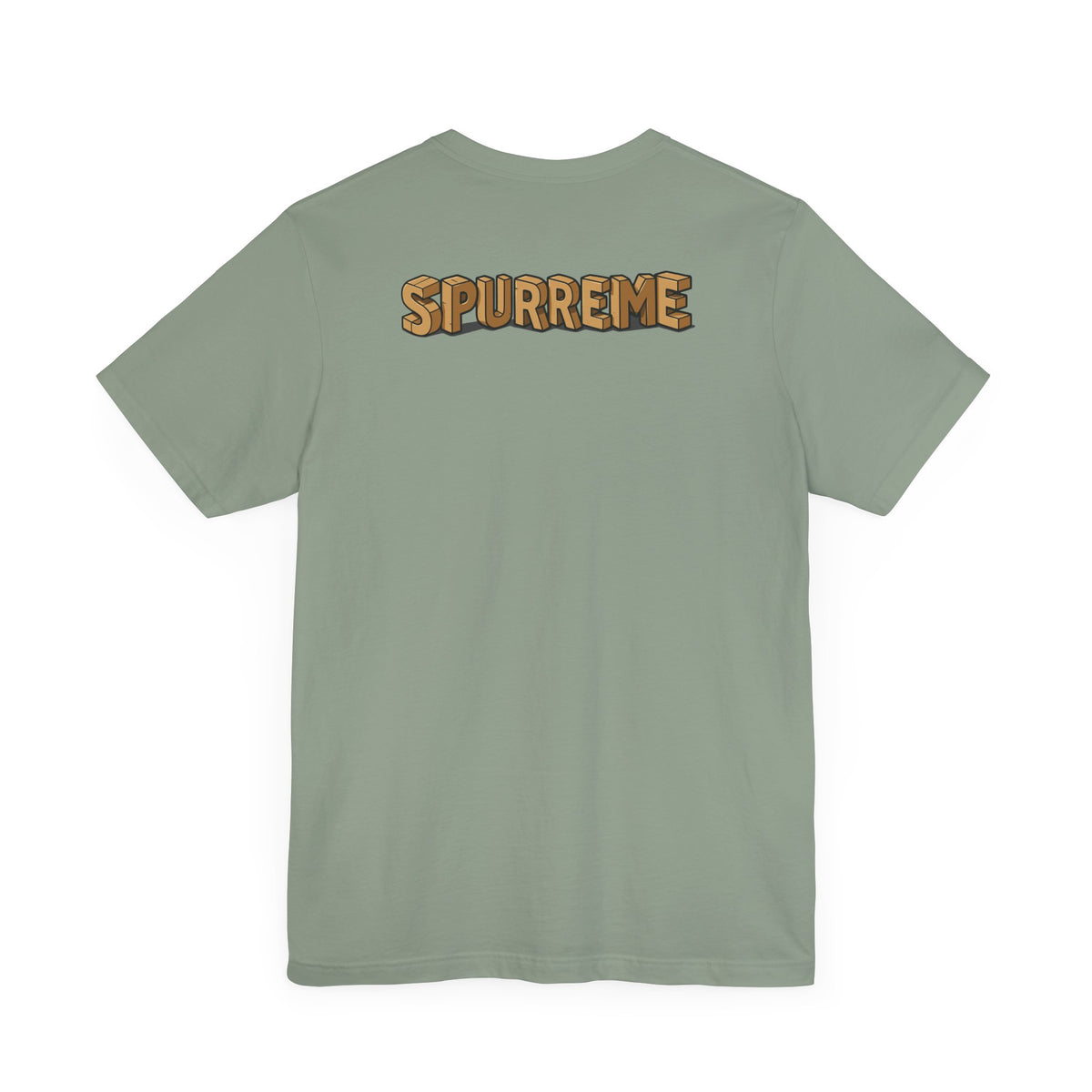 Spurreme Box Addict Cat Graphic T-Shirt in sage, back view