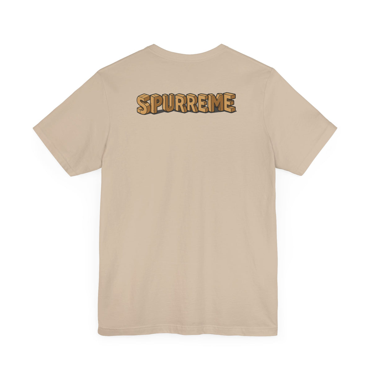 Spurreme Box Addict Cat Graphic T-Shirt in tan, back view