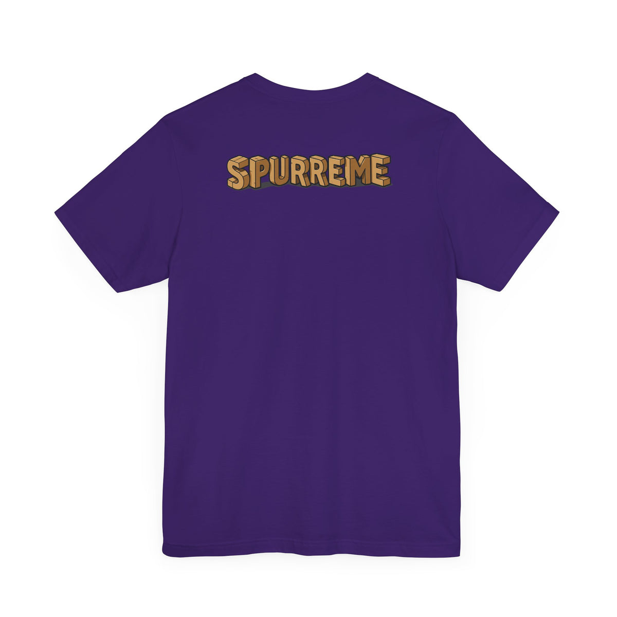 Spurreme Box Addict Cat Graphic T-Shirt in team purple, back view