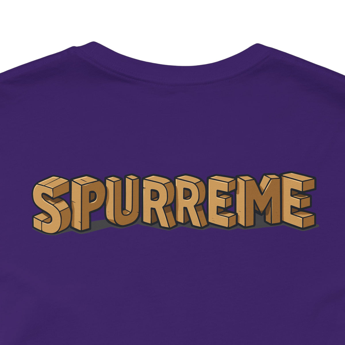 Spurreme Box Addict Cat Graphic T-Shirt in team purple, close-up detail