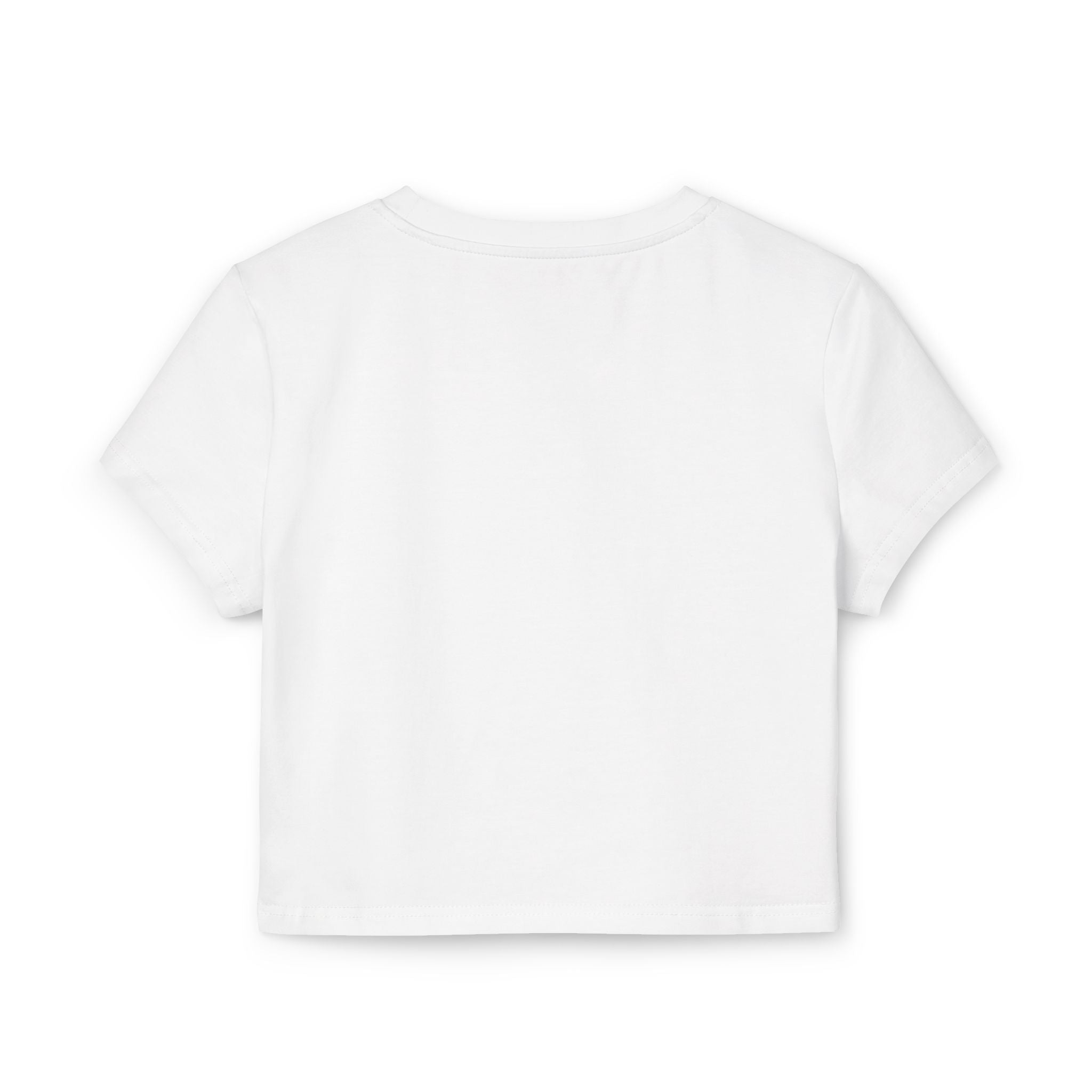 Spurreme Box Logo Dreaming Cat Graphic Women's Baby Tee in white, back view