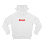 Spurreme Box Logo Parody Hoodie in white, front view