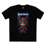 Spurreme Cosmic Pawtrait Cat Graphic T-Shirt in black, front view