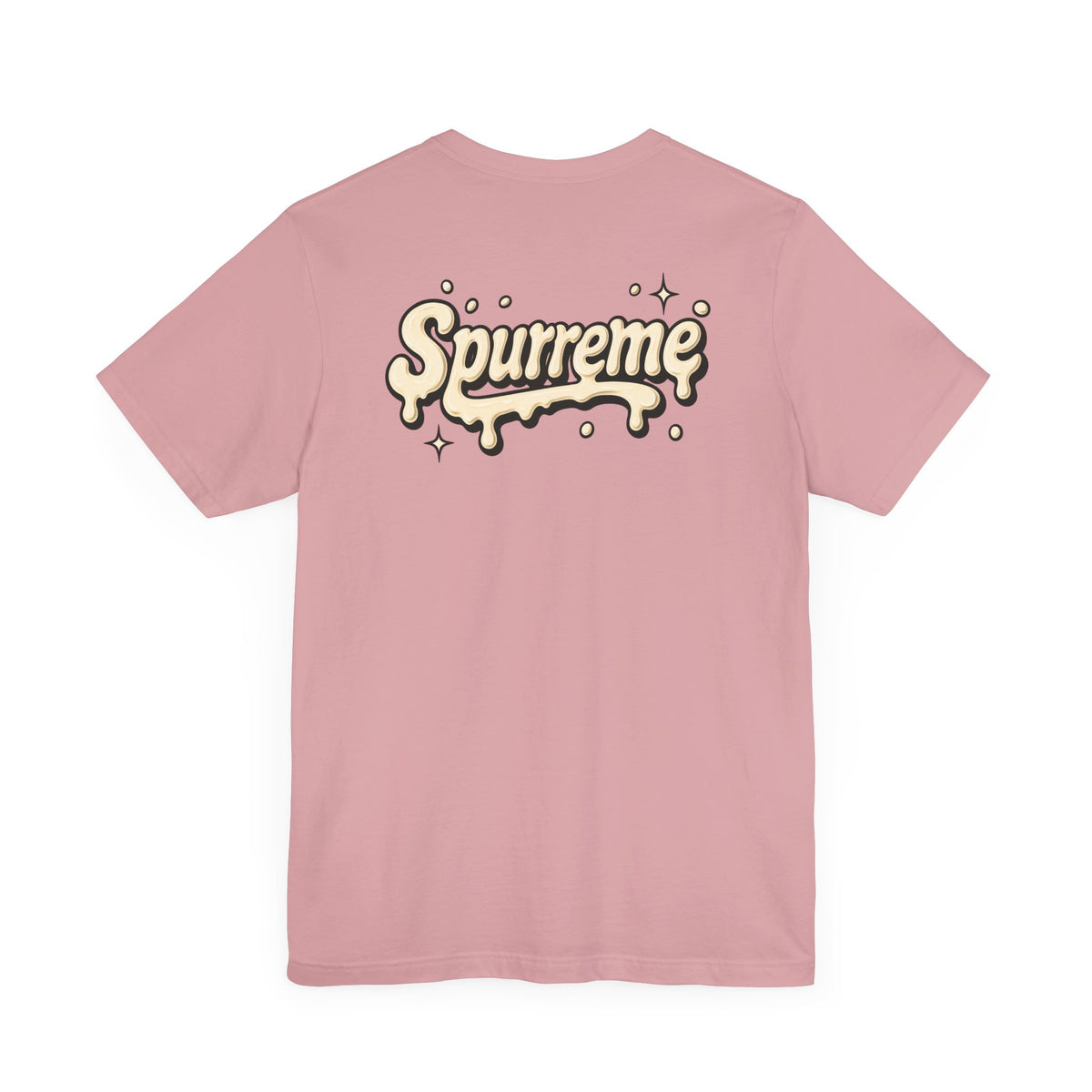 Spurreme Cream Cap Cat Graphic T-Shirt in orchid, back view