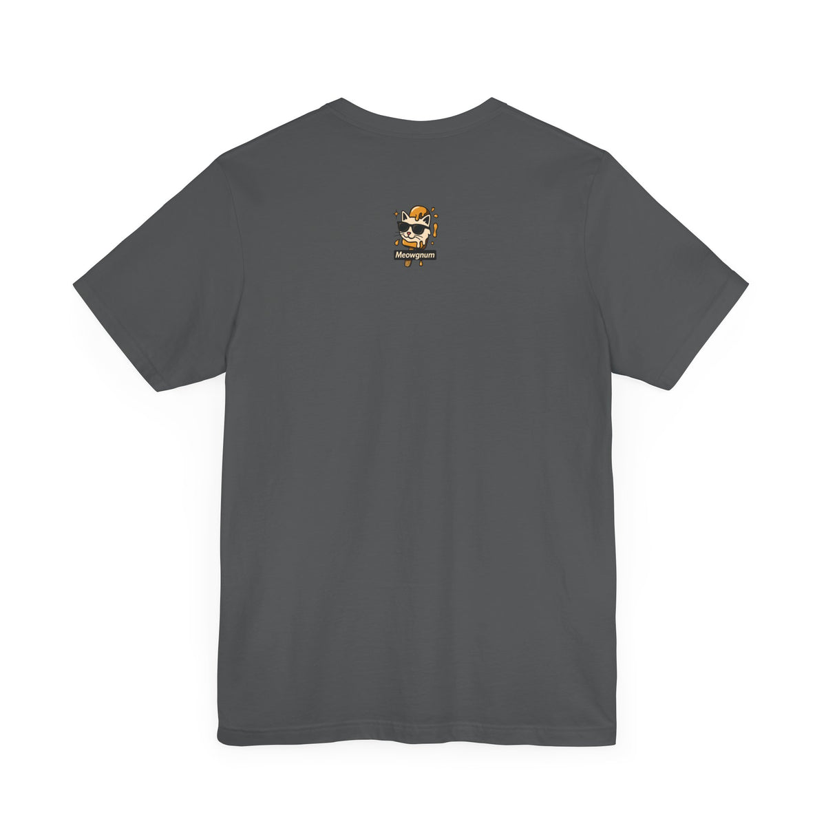 Spurreme Drip Drop Honey Meowgnum Cat Graphic T-Shirt in asphalt, back view