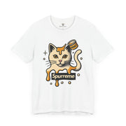 Spurreme Drip Drop Honey Meowgnum Cat Graphic T-Shirt in white, front view