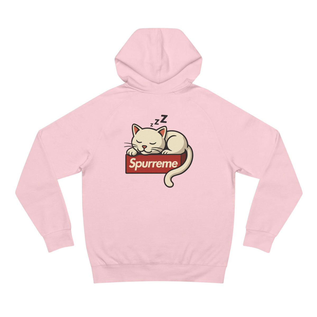 Spurreme Lucky Cat Box Logo Graphic Hoodie in pink, back view