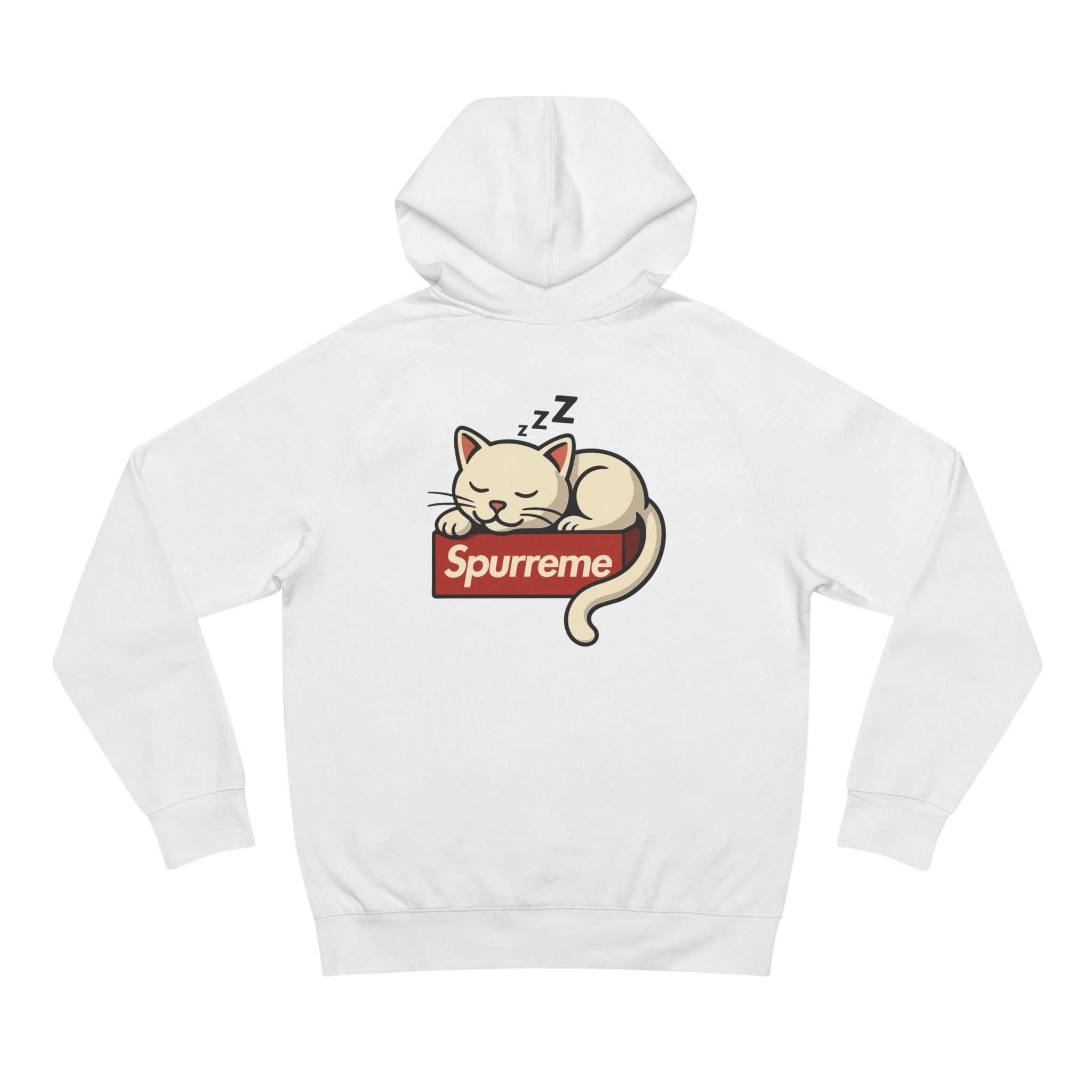 Spurreme Lucky Cat Box Logo Graphic Hoodie in white, back view