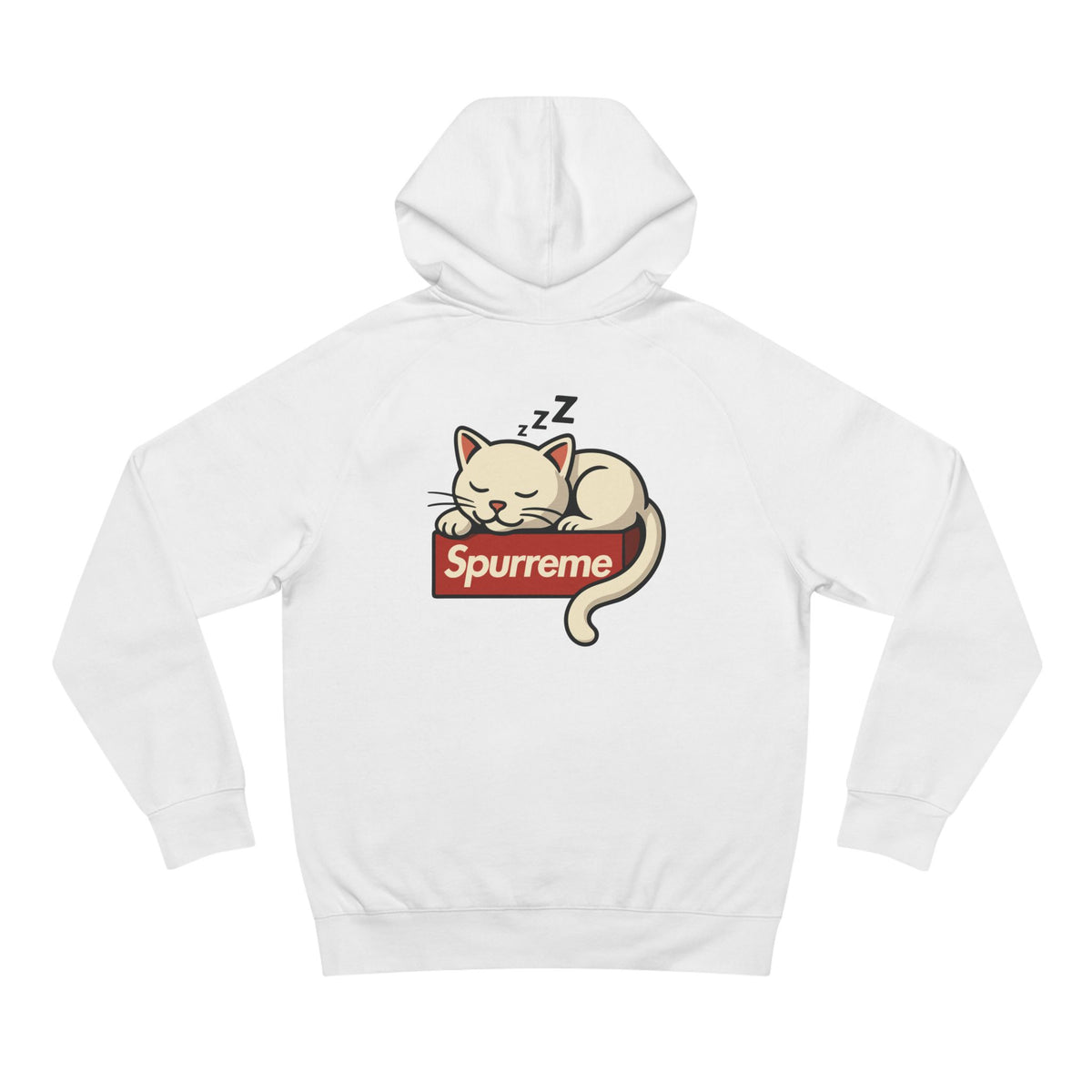 Spurreme Lucky Cat Box Logo Graphic Hoodie in white, back view