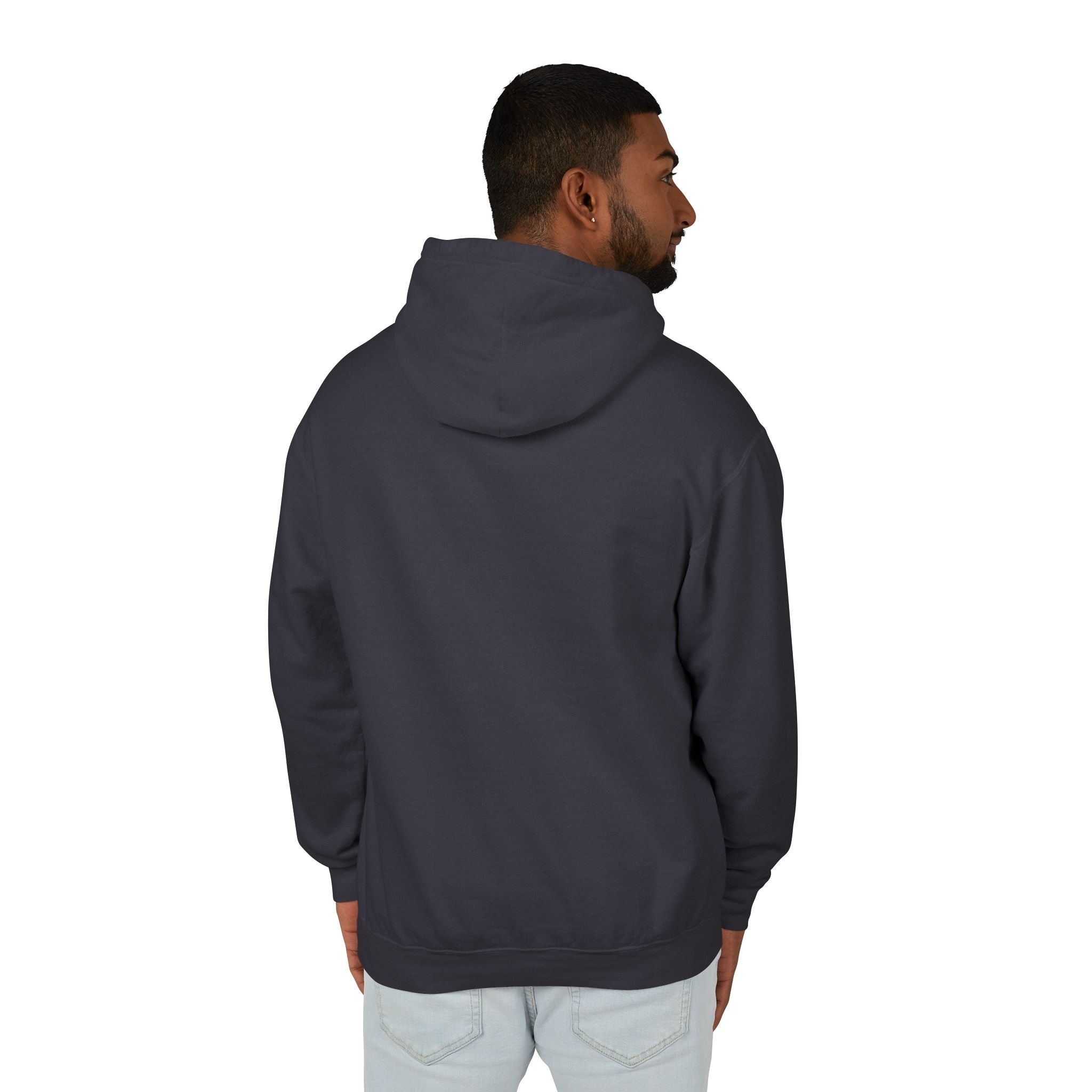 Spurreme Mad Cat Organic Milk Hoodie in black, back view on a male model