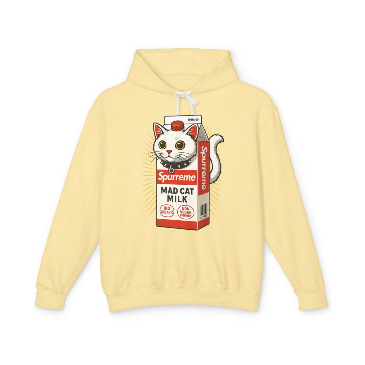 Spurreme Mad Cat Organic Milk Hoodie in butter, front view