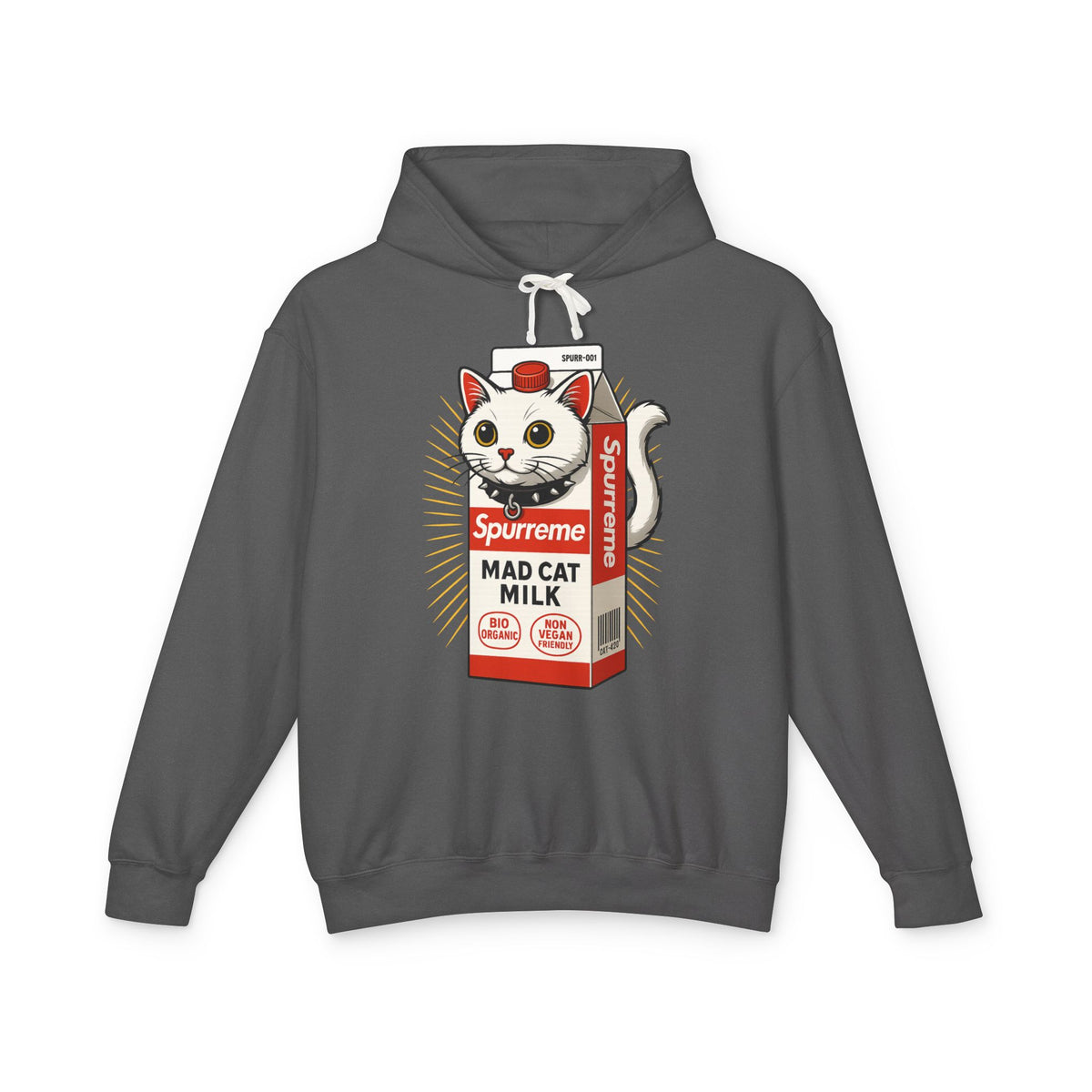 Spurreme Mad Cat Organic Milk Hoodie in pepper, front view