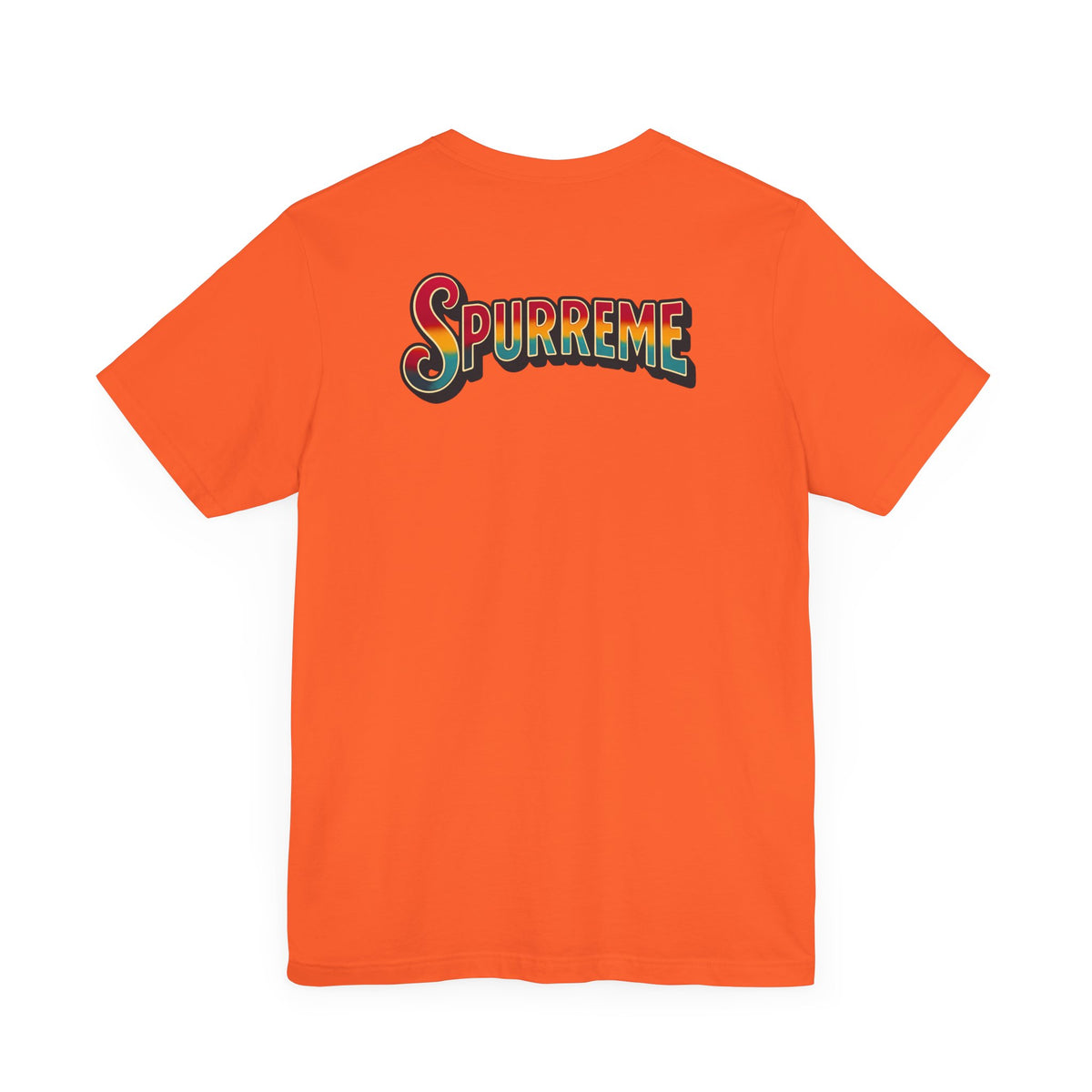Spurreme Space Explorer Cat Graphic T-Shirt in orange, back view