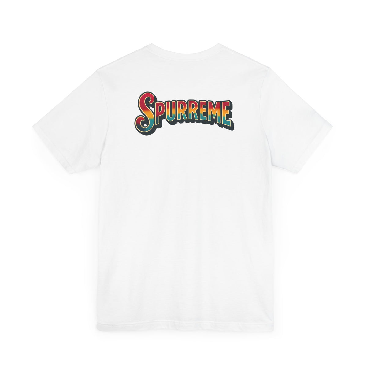 Spurreme Space Explorer Cat Graphic T-Shirt in white, back view