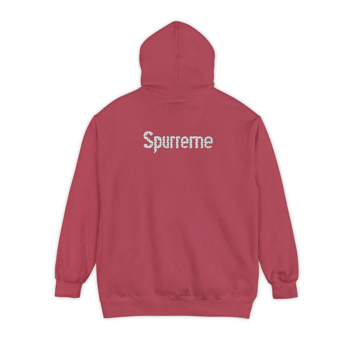 Spurreme Triangular Vision Cat Graphic Hoodie in crimson, back view