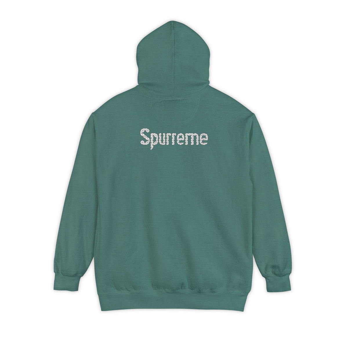 Spurreme Triangular Vision Cat Graphic Hoodie in light green, back view