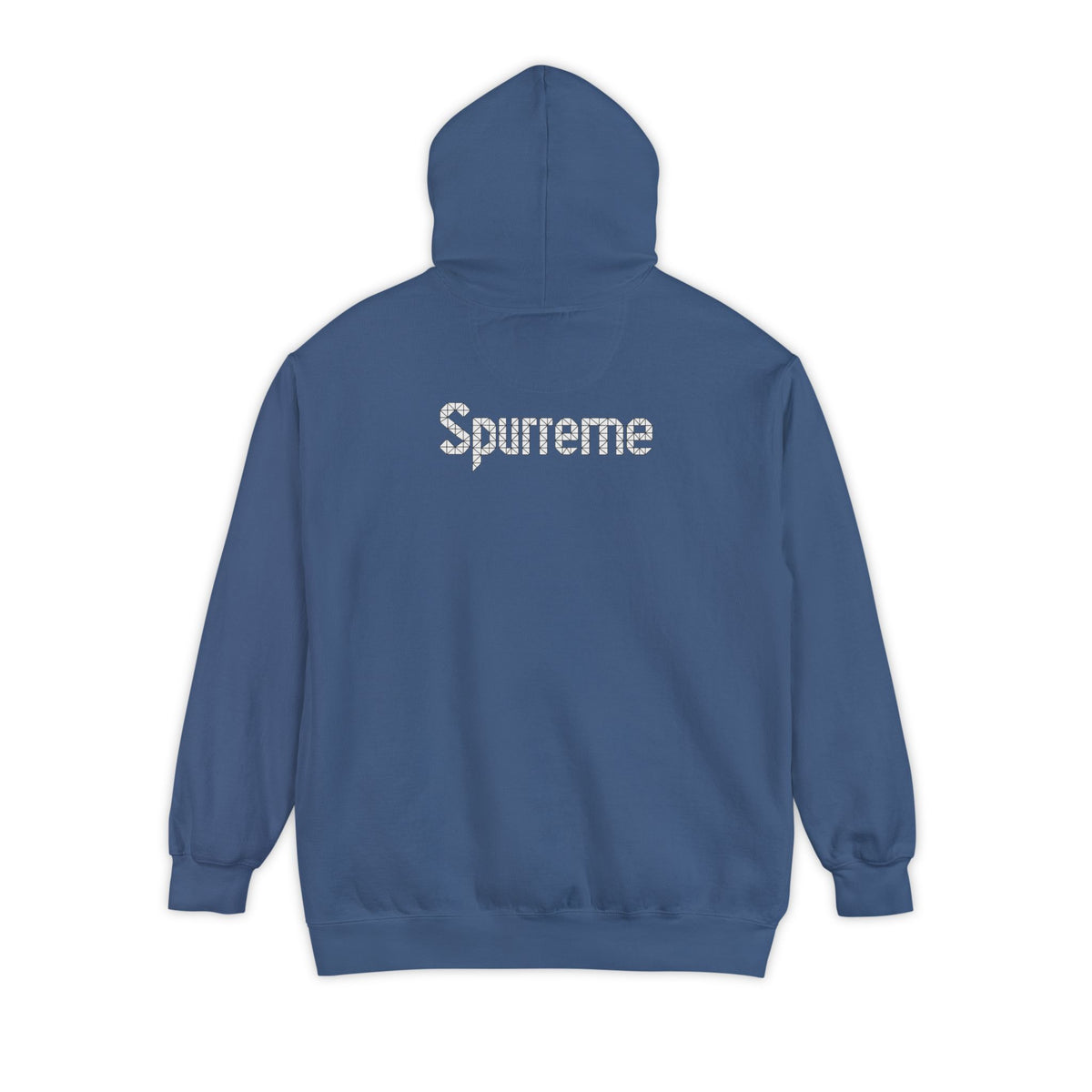 Spurreme Triangular Vision Cat Graphic Hoodie in true navy, back view
