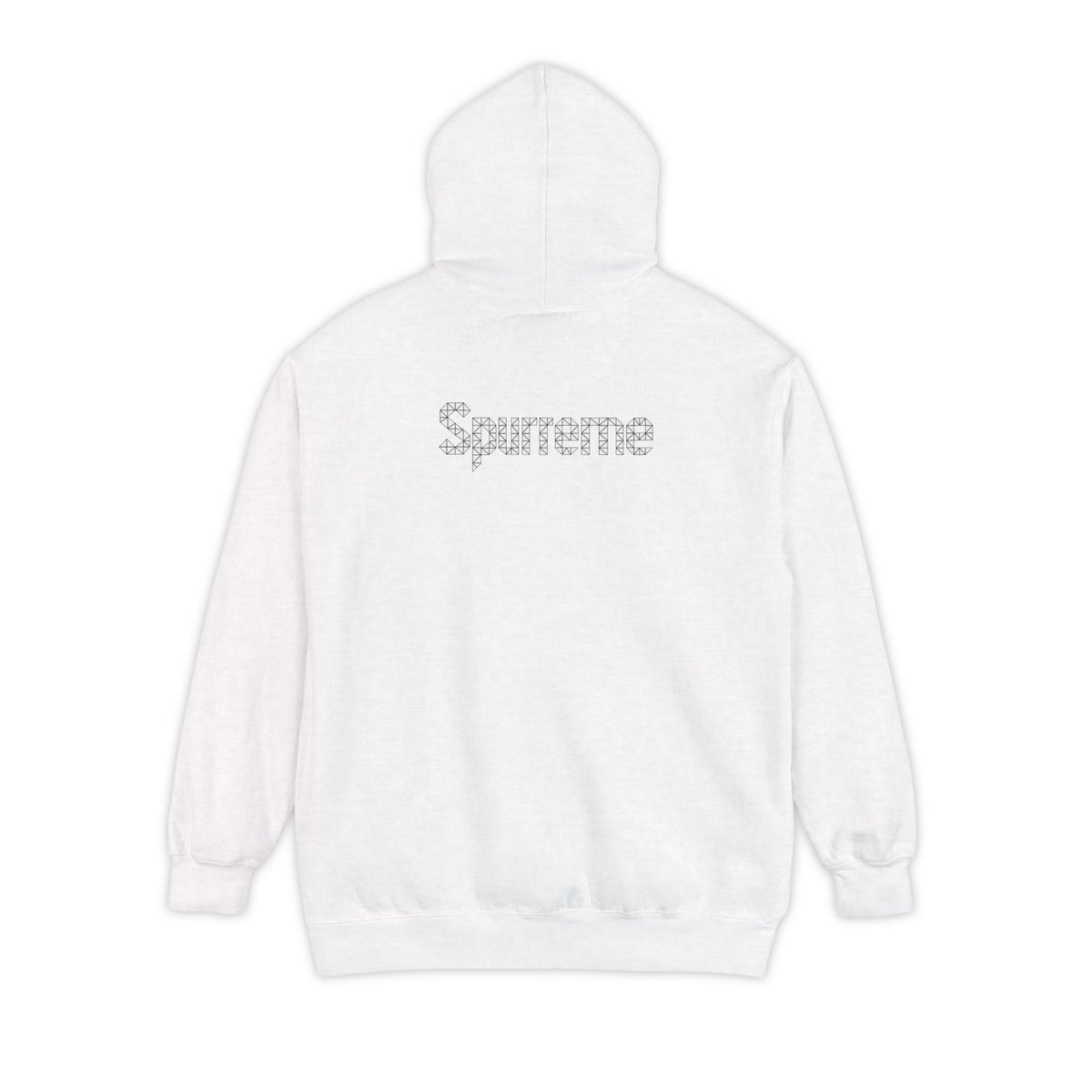 Spurreme Triangular Vision Cat Graphic Hoodie in white, back view