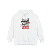 Spurreme Triangular Vision Cat Graphic Hoodie in white, front view