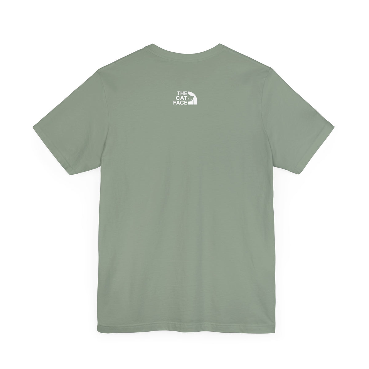 The Cat Face Alpine Explorer Graphic T-Shirt in sage, back view