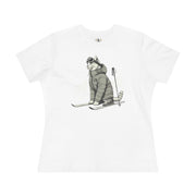 The Cat Face Alpine Explorer Graphic Women's T-Shirt in white, front view