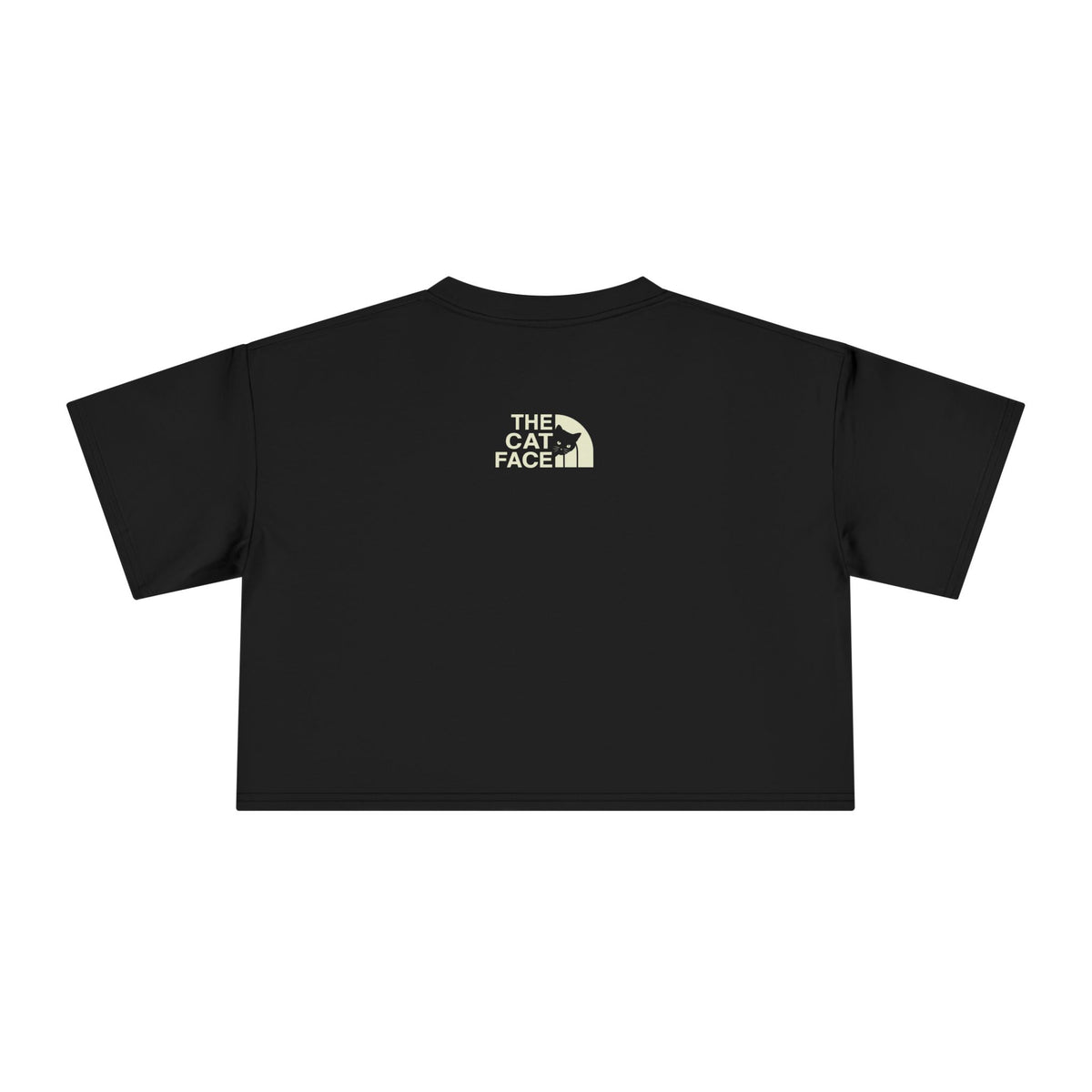 The Cat Face Apres Ski Kitty Women's Crop Top in black, front view