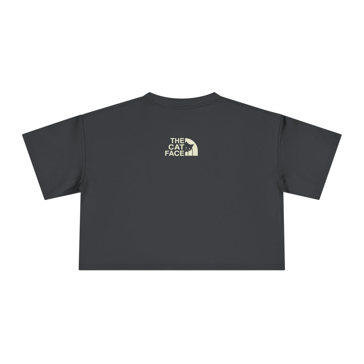 The Cat Face Apres Ski Kitty Women's Crop Top in coal, front view