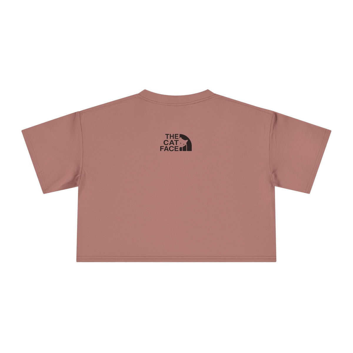 The Cat Face Apres Ski Kitty Women's Crop Top in hazy pink, front view