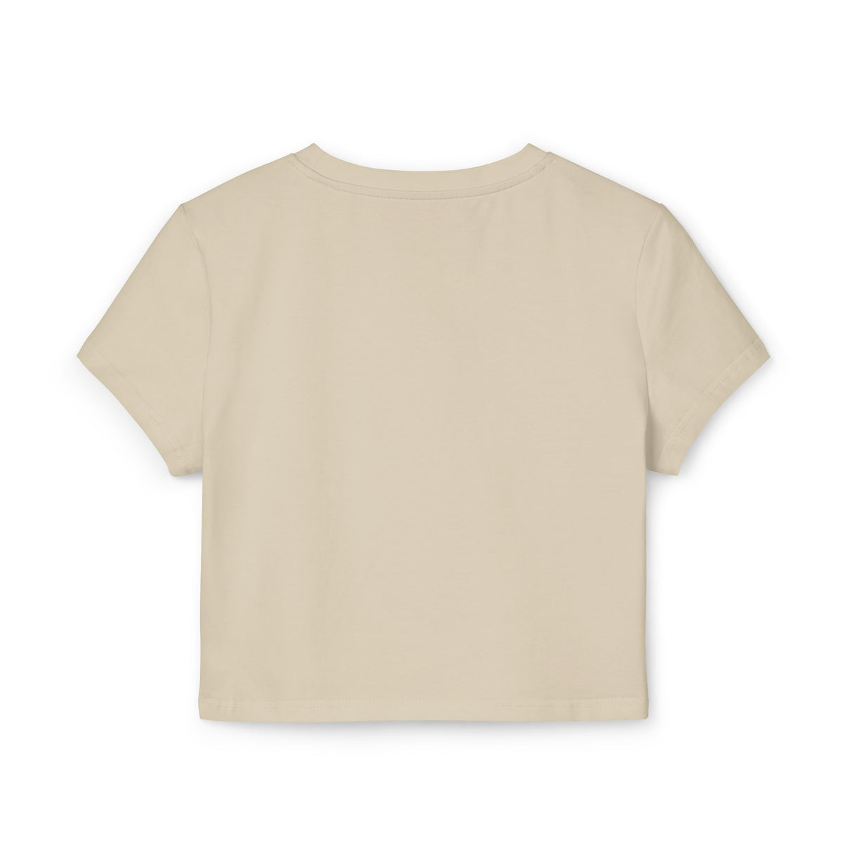 The Cat Face Bicolor Cat Icon Women's Baby Tee in sand, back view