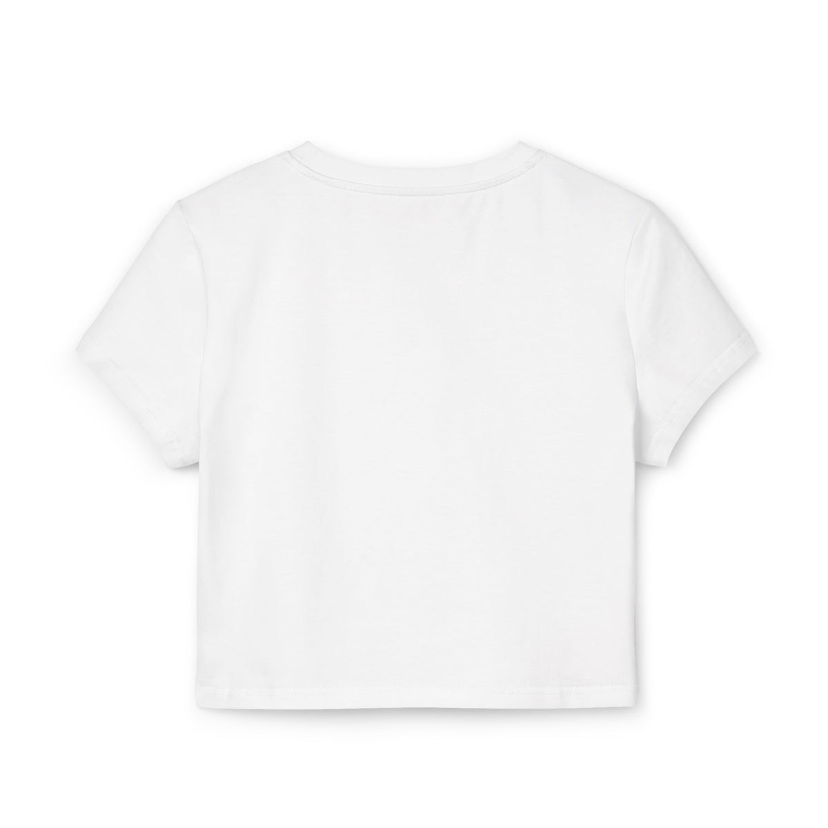 The Cat Face Bicolor Cat Icon Women's Baby Tee in white, back view