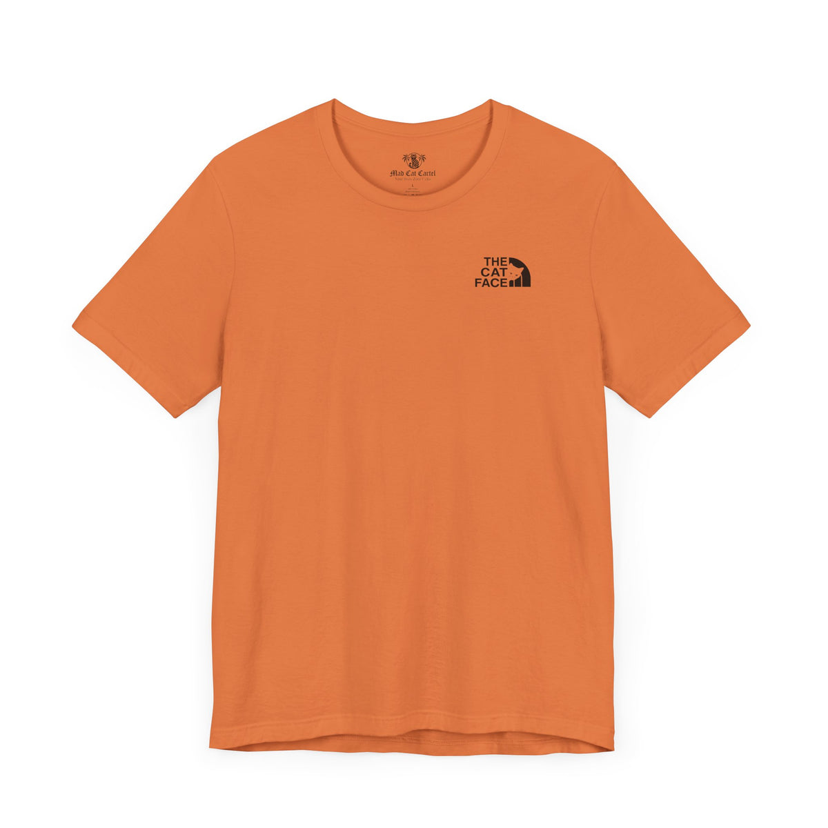 The Cat Face Classic Mini Chest Logo T-Shirt in burnt orange, flat lay