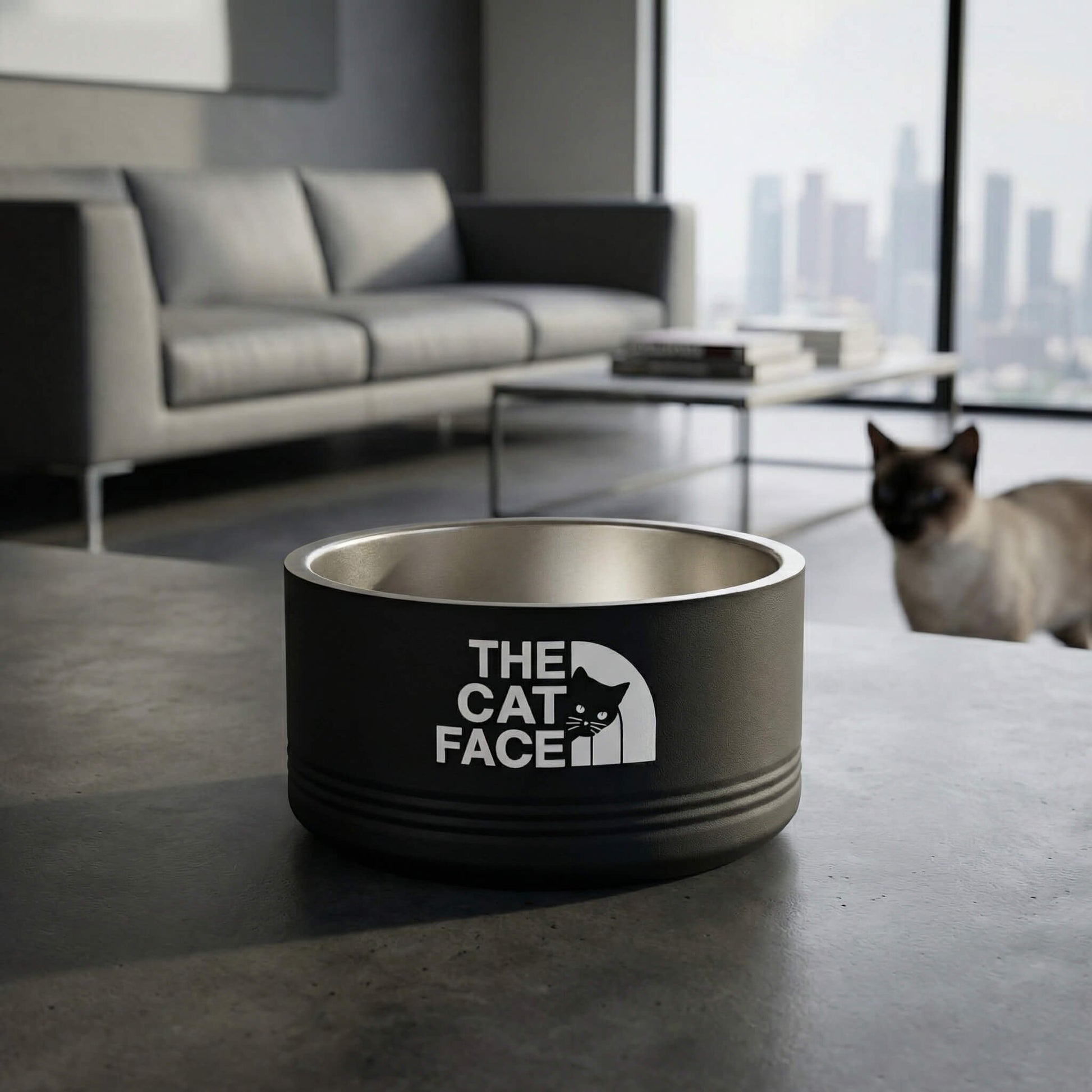 The Cat Face black cat bowl stainless steel pet bowl